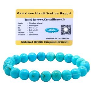 Certified Magnesite Turquoise Bracelet for Women Men with Healing Crystal