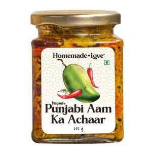 Homemade Love Authentic Punjabi Mango Pickle (250g)| Spicy & Tangy Aam Ka Achaar with Raw Mango, and spices mixed with mustard oil