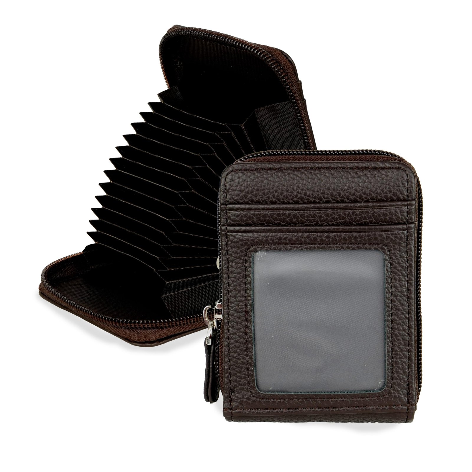 Storite 12 Slots RFID Blocking PU Leather Unisex Card Holder Wallet, Brown