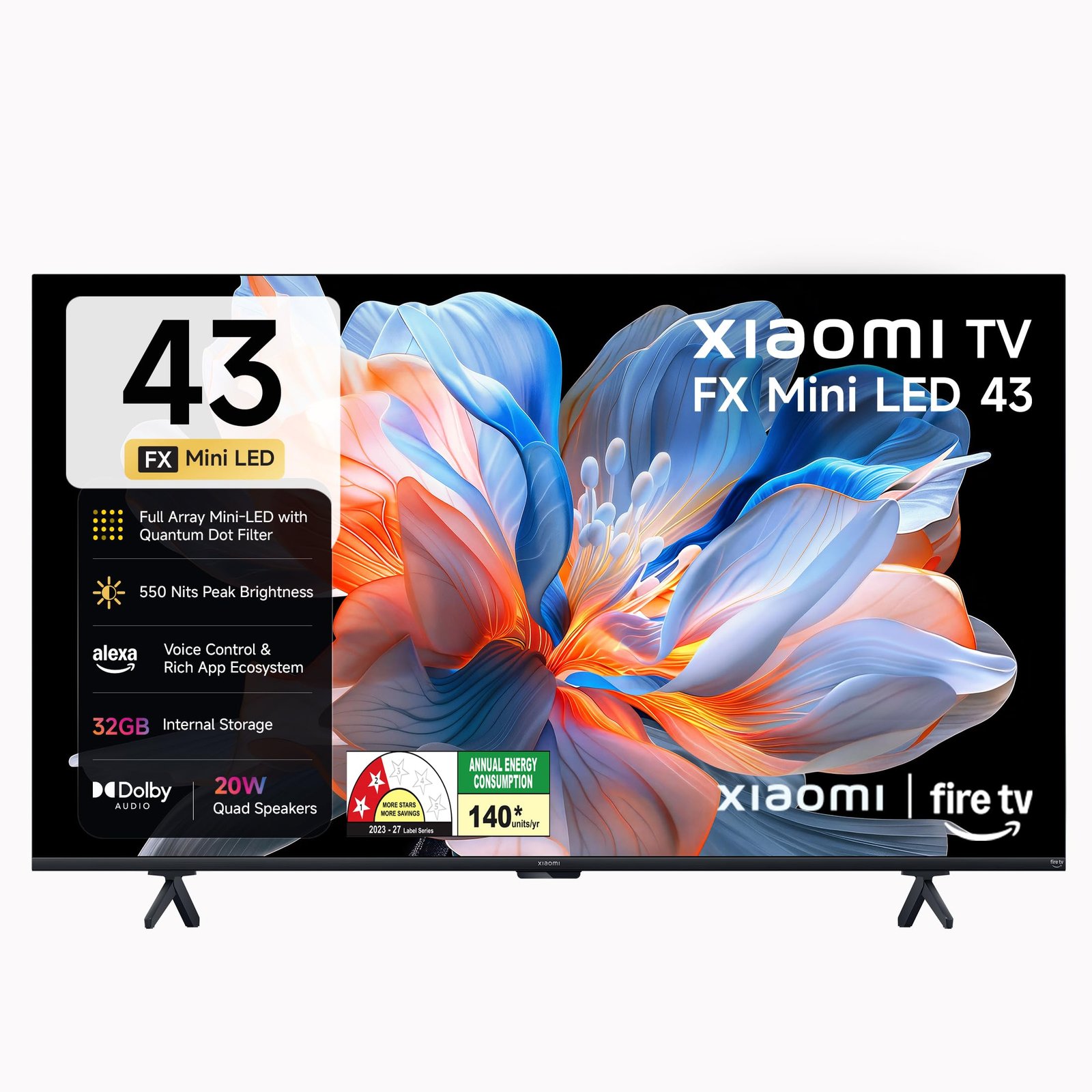 Xiaomi (108 cm) 43 inch FX 4K QD-Mini LED Smart | Full Array Local Dimming | HDR10+ | Fire TV | L43MC-FSMIN