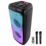 ZEBRONICS 120 Watts Party Speaker with 2 Wireless Mic, 7 hrs Playtime, Karaoke & Recording Function, TWS, Bluetooth, USB, AUX, mSD, RGB Modes (Thump 700)