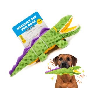 BarkButler Aly The Gator Plush Dog Toy – Soft & Squeaky Toys for Dogs, Dog Toys for Large Dogs (5-30kgs) – Green