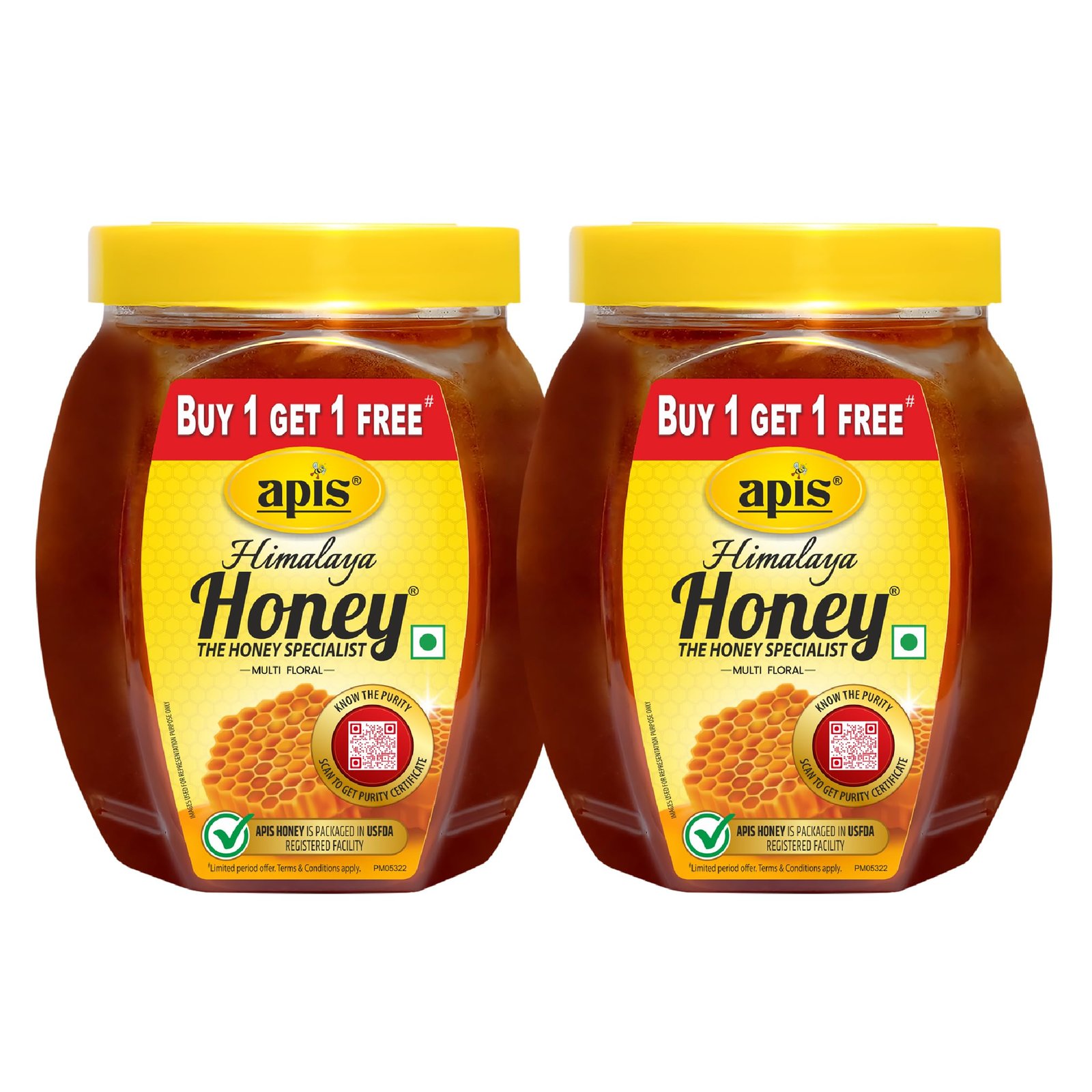 Apis Pure Himalaya Honey, Pack of 2 (1kgx2) Value Pack | Pure and Natural Honey | No Added Sugar | No Adulteration | Rich Taste | Premium Sweetener
