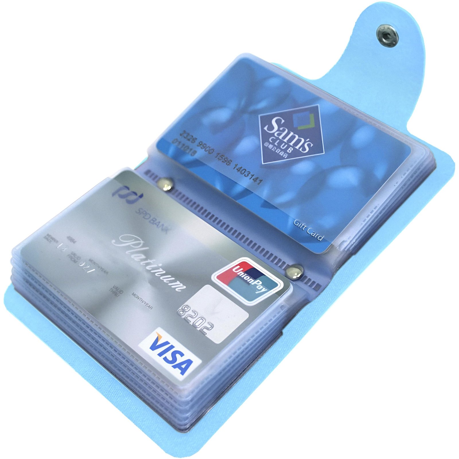 Kraptick Leather Credit Card Holder with Double-Sided Slots for Cards, Business Card Holder, ATM Card Holder for Women and Men- 24 Card Slots (Blue)