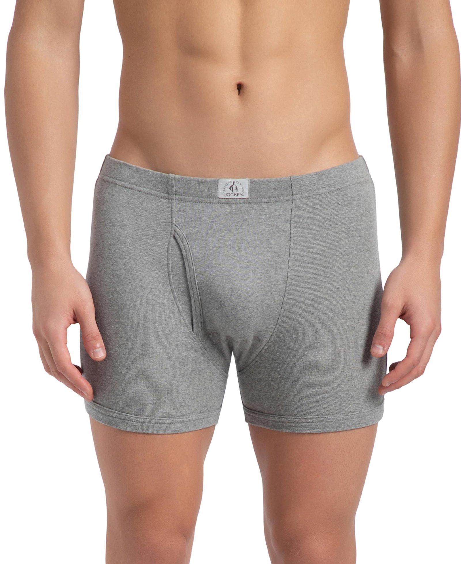 Jockey 8008 Men’s Super Combed Cotton Rib Solid Boxer Brief with Ultrasoft Concealed Waistband