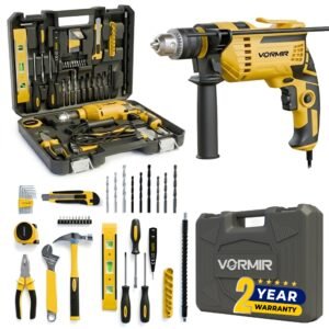 IBELL VORMIR TD13-120 650W Professional Tool Kit with Impact Drill– 13mm Chuck, Copper Armature, 2800 RPM, 145-Piece Yellow DIY, Home Repair & Maintenance Hand Tools & Accessories Set