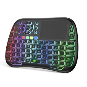 COOLCOLD Mini Wireless Keyboard with Touchpad & Voice | Small BT+2.4G RF/IR Backlit Keyboard and Touch Portable Remote Control for Smart TV, PC, Laptop, Windows, Mac, Tablet & Smartphone