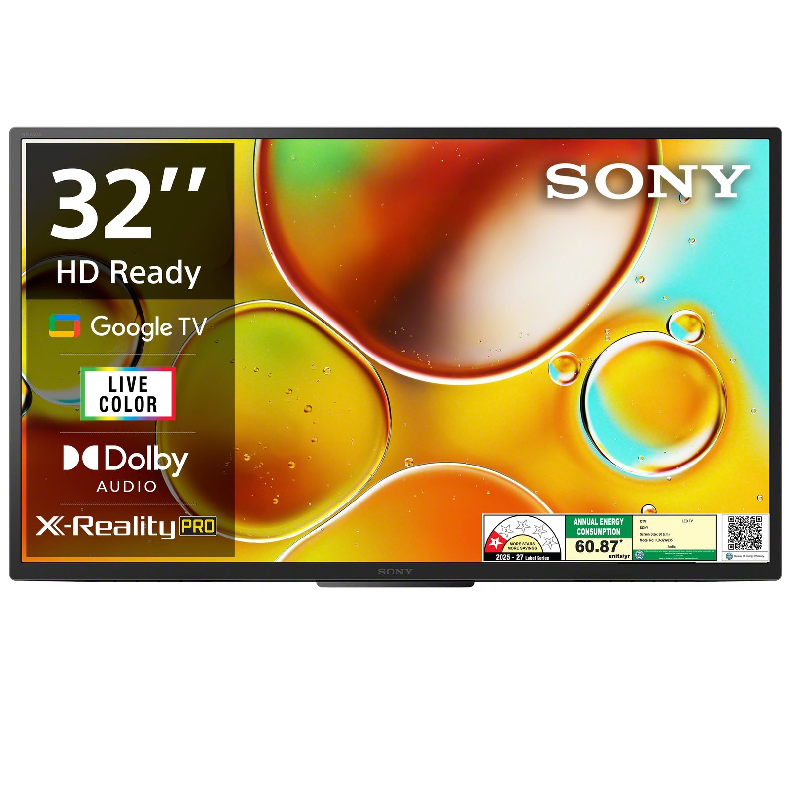 Sony BRAVIA 80 cm (32 inches) HD Ready Smart LED Google TV KD-32W835 (Black)