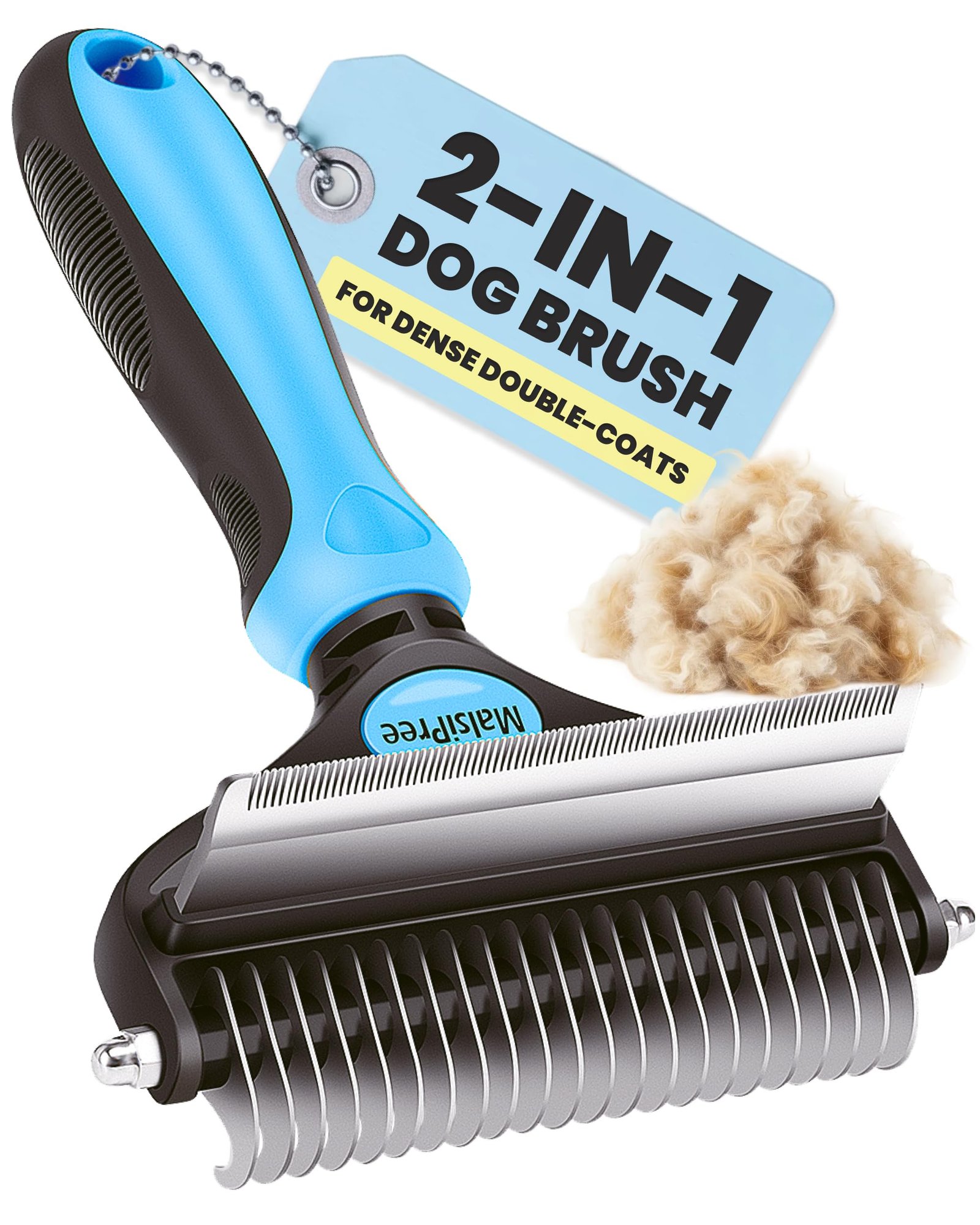 MalsiPree Pet Grooming Brush for Dogs/Cats,2 in 1 Deshedding Tool & Undercoat Rake Dematting Comb for Mats,Reduces Shedding by Up to 95%,Great for Short to Long Hair Small Large Breeds