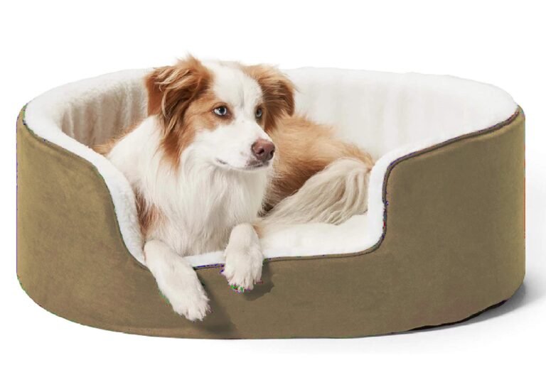 Petslover Warm Fleece Winter Beds Round Shape Reversible Ultra Soft Ethnic Designer (Export Quality) Bed with Cushion Pillow for Dog/Cat (Beige, Small)