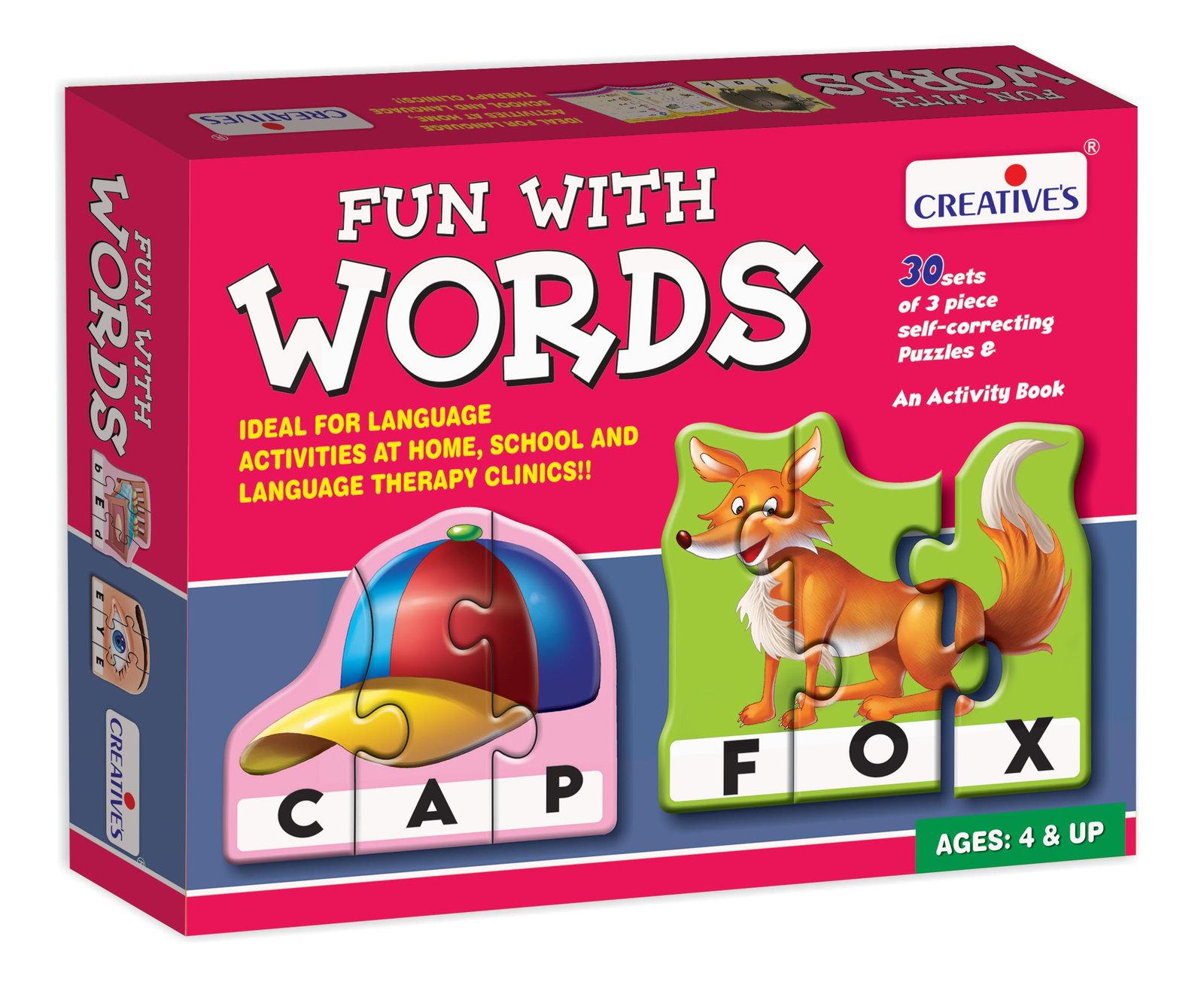 Creative’s Fun with Words 3 Letter Word Building Puzzle for Kids | Preschool Phonics & Spelling Puzzle |Self-Correcting Educational Jigsaw Puzzles |English Learning, Reading & Vocabulary Skills Age 4+