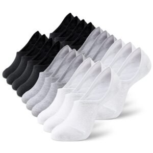 MONFOOT 5 Pairs Cushioned No Show Low Cut Ankle Socks Non-Slip Women Men