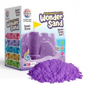 RATNA’S Wonder Sand 500g for Play – Smooth and Non-Sticky Sand for Kids (Purple, 500g) with One Big Mould Inside – Bring the Beach Indoors(Without Tray)