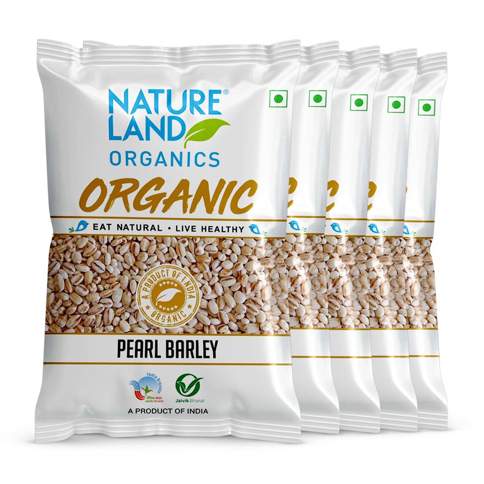 Natureland Organics Pearl Barley 500 g (Pack of 5)