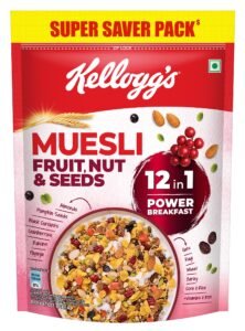 Kellogg’s Muesli Fruit Nut & Seeds | 12 In 1 Power Breakfast | No Maida No Palm Oil | India’s No 1 Muesli | 750g | Super Saver Pack with Ziplock