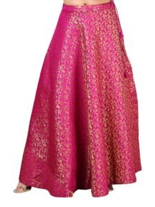 Studio Shringaar Women’s Polyester Maxi Benaras Brocade Readymade Long Skirt Lehenga Ghagra