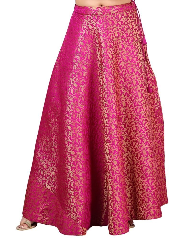 Studio Shringaar Women’s Polyester Maxi Benaras Brocade Readymade Long Skirt Lehenga Ghagra
