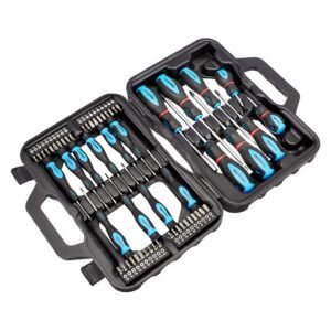 Amazon Basics 58-Piece Screwdriver Set – Precision Slotted, Phillips, Torx – Black