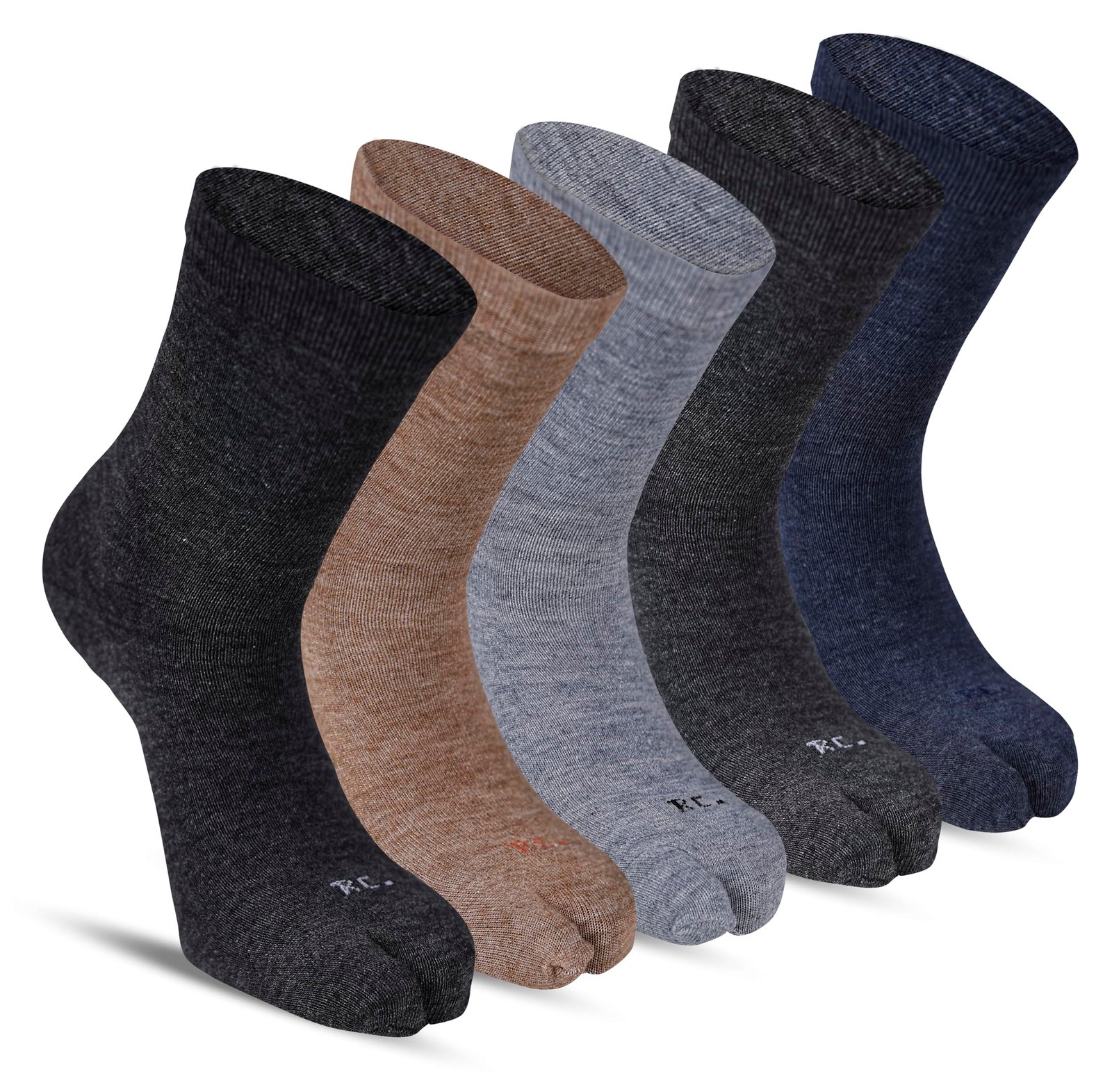 RC. ROYAL CLASS Women Warm Calf Length Thumb Woolen Multicolored Socks, Combo Pack of 5