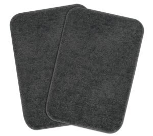 Saral Home Microfiber Solid Anti-Skid Bath Mats Pack of 2 (Grey, 35×50 CM)