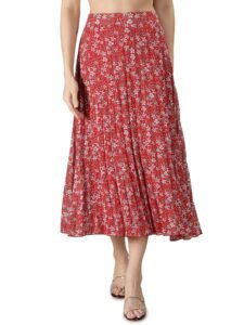 NUEVOSDAMAS Floral Printed Pleated Navy/Multi Skirt