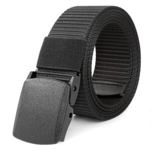 Work Belts for Men,Men’s Belt for Trousers,Adjustable Nylon Canvas Fabric Golf Belt，No Metal Buckle, Fast Pass Through the Airport Security，Suitable for Work and Travel