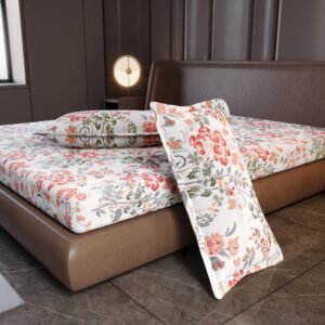 Divine Casa 144 TC Cotton King Size Bedsheet with 2 Pillow Covers | Soft Breathable Wrinkle Free Bedsheet for King Size Bed | Printed Bed Sheet Set for Bedroom | 270 x 270 cm, Peach Blush