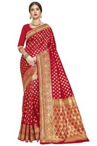 Glory Sarees Women’s Woven Pure Soft Kanjivaram Silk Saree Banarasi Style With Blouse Piece for Wedding