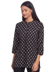 Amazon Brand – Myx Women Printed Regular Cotton Short Kurti (Available in Plus Sizes)