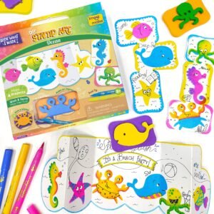 Imagimake Stamp Art Ocean | Coloring & Stamping Kit for Kids Age 3+