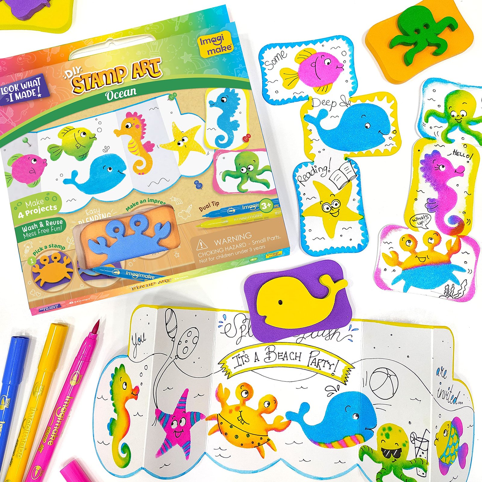 Imagimake Stamp Art Ocean | Coloring & Stamping Kit for Kids Age 3+
