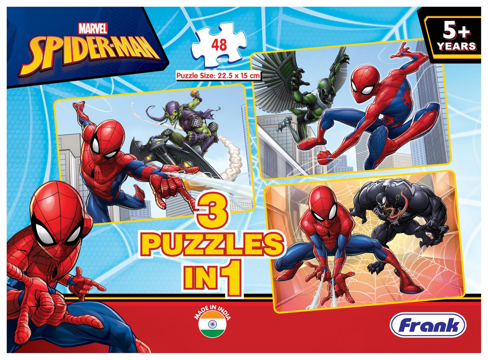 Frank Spider Man Jigsaw Puzzle for 5+ Years, Set of 3, Multicolour – Engaging Puzzle for Kids – Fun & Challenging Brain Booster Games – for Focus and Mmemory – 90147