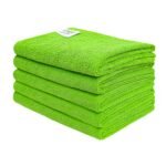 SOFTSPUN Microfiber Cloth – 5 pcs – 40×60 cms – 340 GSM Green – Thick Lint & Streak-Free Multipurpose Cloths – Automotive Microfibre Towels for Car Bike Cleaning Polishing Washing & Detailing