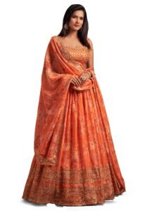 Zeel Clothing Women’s Organza Floral White Semi-Stitched Lehenga Choli (7611-Wedding-Floral-Lehenga-Latest, White)