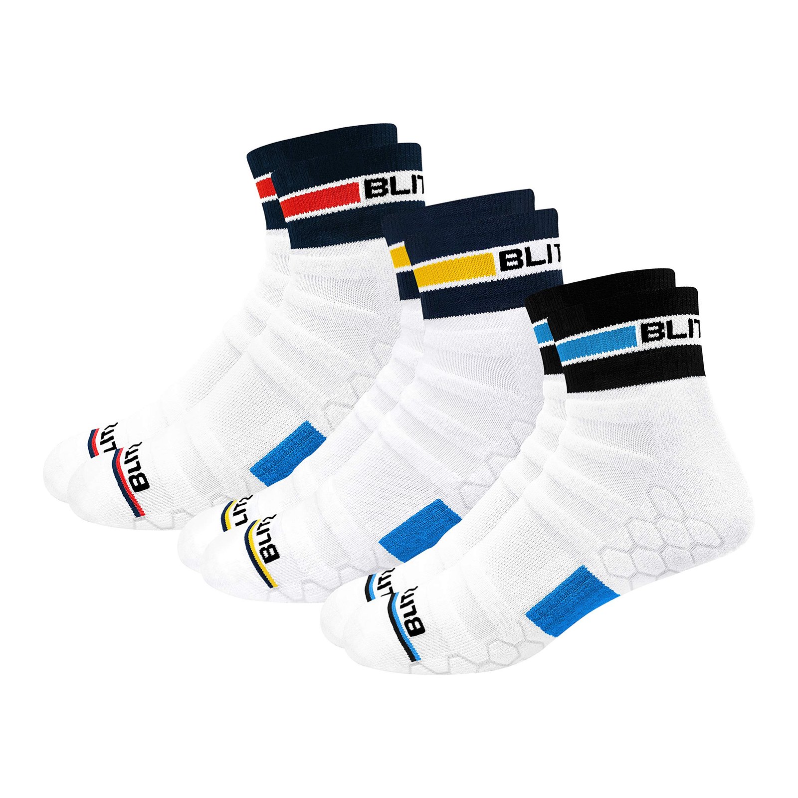 BLITZSOX Hi-Tech Performance Sports Socks for Men (Badminton, Running, Gym & Indoor Training), Pack of 3