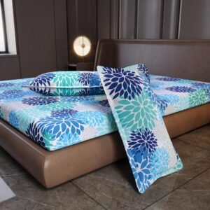 Divine Casa Cotton Bedsheet for King Size Bed with 2 Pillow Covers | Soft Breathable Wrinkle Free Bed Sheet Set | 144 TC Printed Bedding for Bedroom | 270 x 270 cm (Blue
