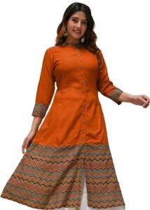 Yash Gallery Womens Rayon & Cotton Printed A-line Ethnic Wear Kurta