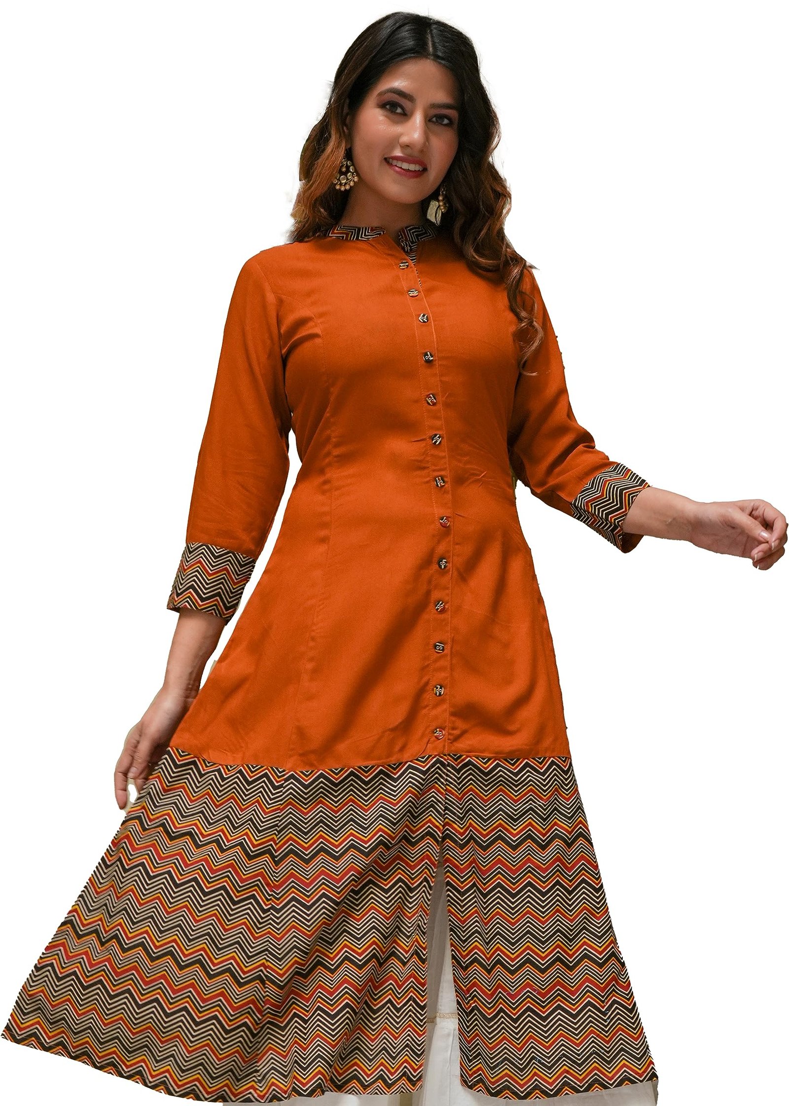 Yash Gallery Womens Rayon & Cotton Printed A-line Ethnic Wear Kurta