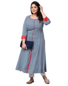 Yash Gallery Womens Rayon Geometric Printed A Line Ethnic Wear Kurta