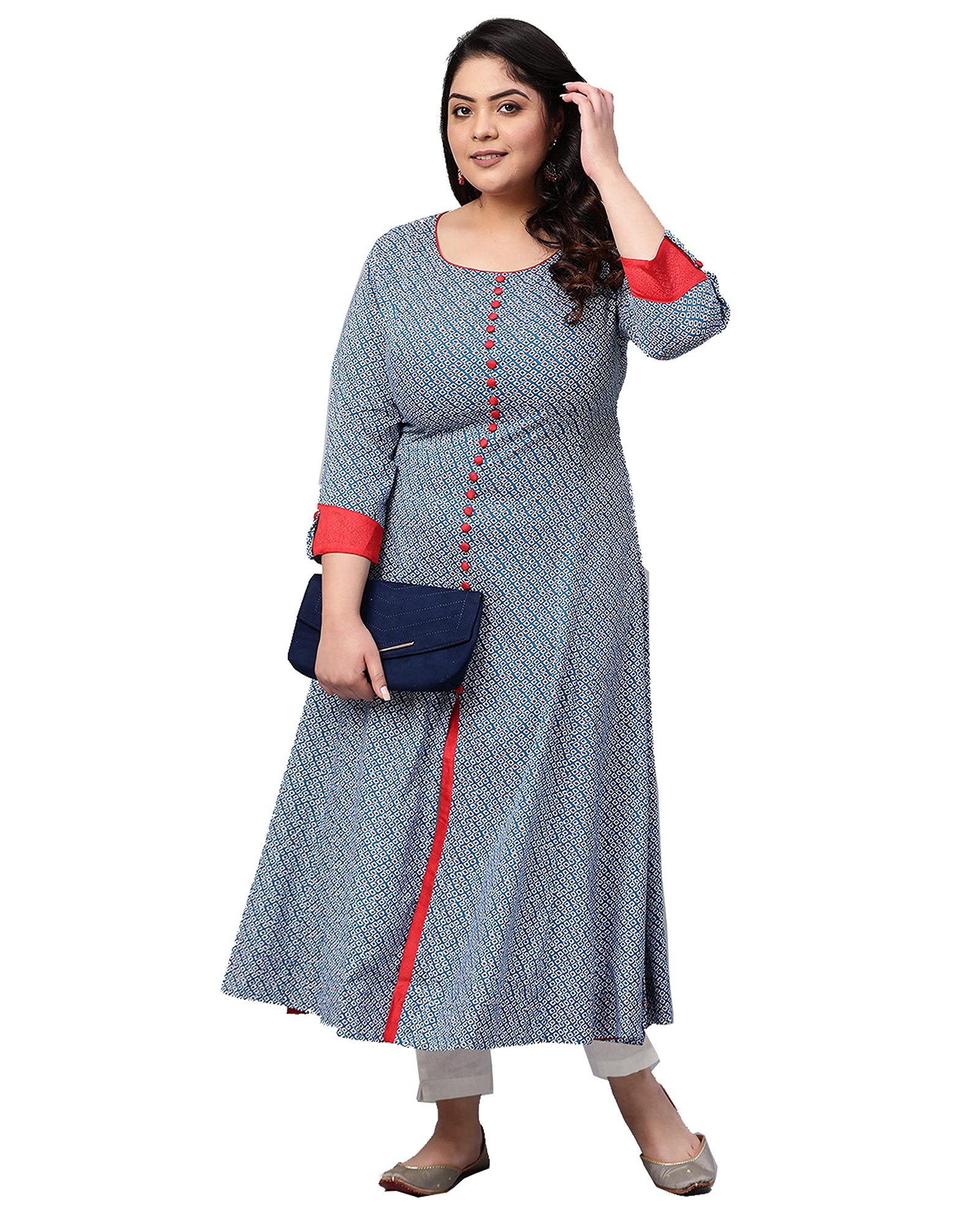 Yash Gallery Womens Rayon Geometric Printed A Line Ethnic Wear Kurta