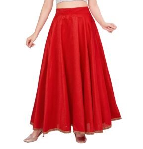 Studio Shringaar Women’s Poly Silk Skirt/Lehenga With 8 Meters Maxi Flare (Double Ghera)