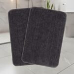 SARAL Home Microfiber Solid Rectangle Anti-Skid Bath Mats | Soft & Super Absorbent Mats for Shower | Washable, Non-Slip & Quick-Drying Mats for Kitchen Bathroom | Set of 2 (Grey, 50X80 cm)