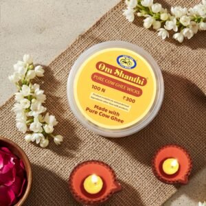 Cycle Pure Om Shanthi Pure Cow Ghee Wicks – 100N | Ready-to-Light Diya Battis | Wax-Free, Long-Lasting, Easy to Use | for Daily Puja, Aarti & Festivals