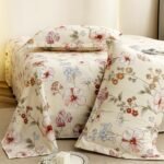 Story@Home King Size Bedsheet | Cloud Cotton Flatsheet King Size with Two Pillow Covers| Super Soft Bed Sheet for King Size Bed | Floral Design (270 x 250 cm, Off White & Red)210 TC
