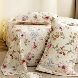 Story@Home King Size Bedsheet | Cloud Cotton Flatsheet King Size with Two Pillow Covers| Super Soft Bed Sheet for King Size Bed | Floral Design (270 x 250 cm, Off White & Red)210 TC