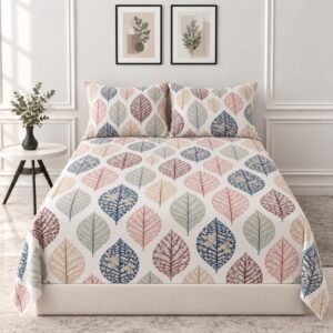 Utopia Bedding Soft Poly Cotton Floral Bedsheet for Double Bed King Size | Cotton Bedsheet for King Size Bed | Double Bed Bedsheet with 2 Pillow Covers | Green, 275 x 275 CM