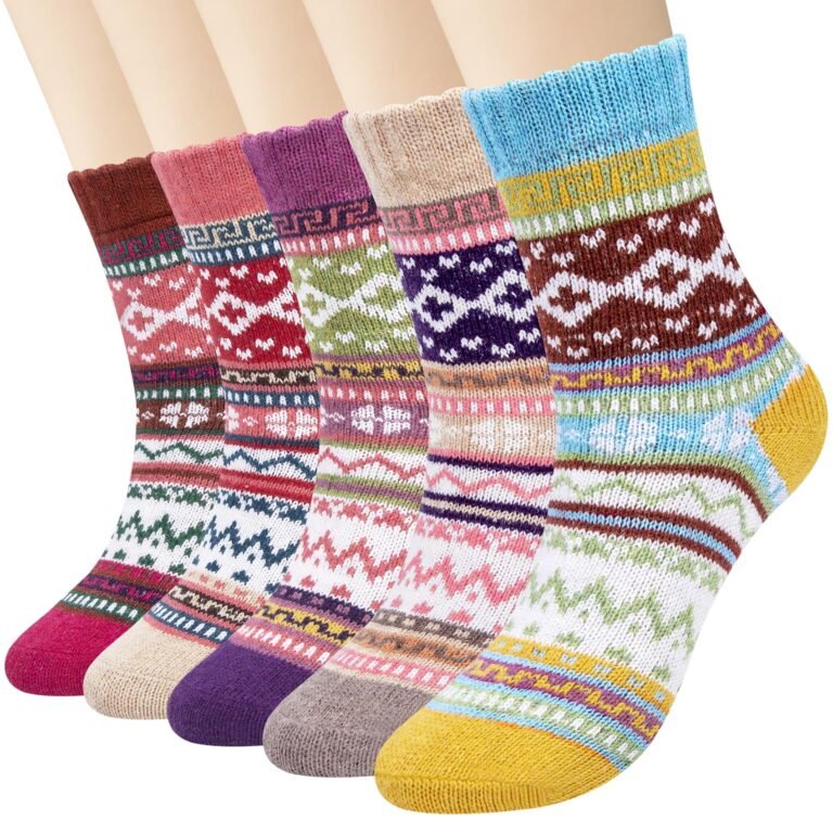 YSense Snug 5 Pairs Womens Socks Wool Thermal Warm Knitting Ladies Socks for Winter Soft Thick Sock
