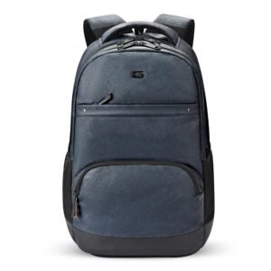 Gear Vintage2 Anti Theft Faux Leather 18 Inch/48 cms Navy Blue Black 28Ltr Laptop Backpack (LBPVG2LTH0501)