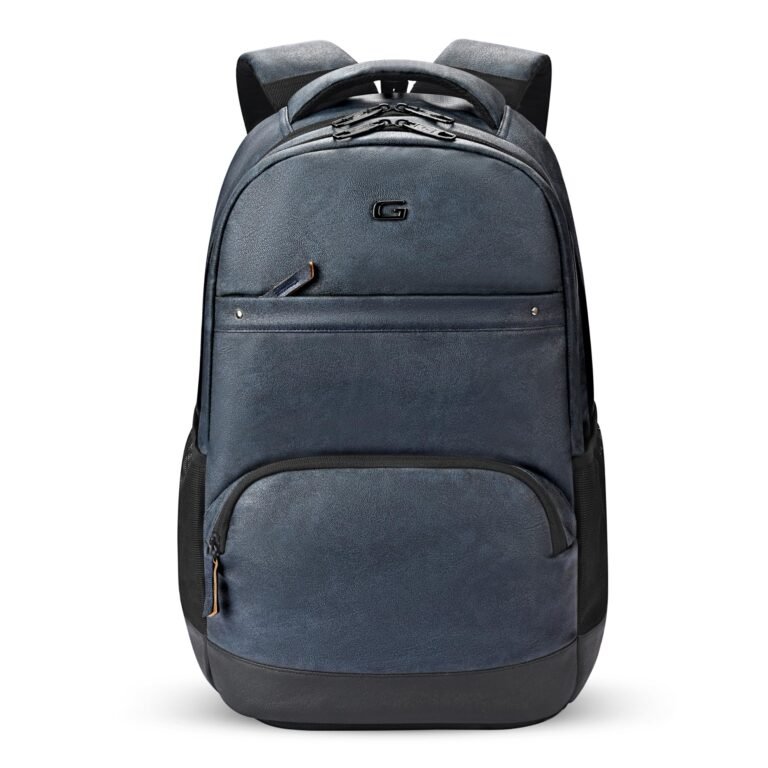 Gear Vintage2 Anti Theft Faux Leather 18 Inch/48 cms Navy Blue Black 28Ltr Laptop Backpack (LBPVG2LTH0501)