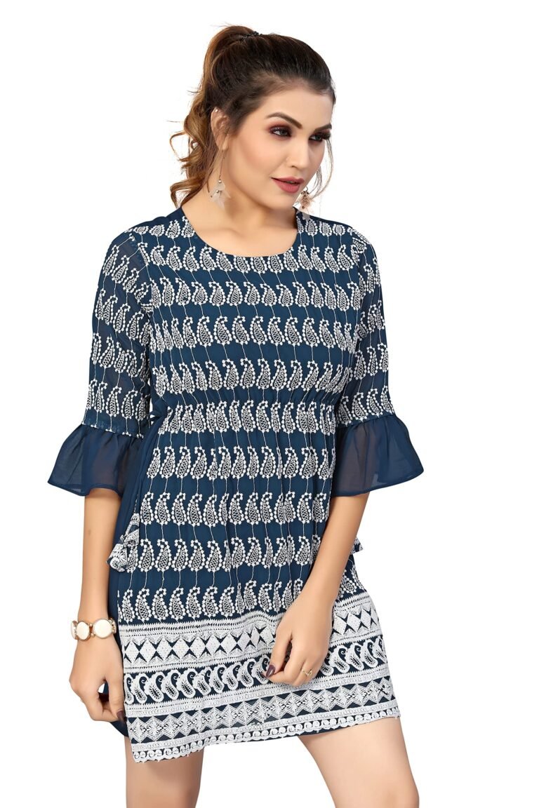 Bee M Pee Designer Short Regular Fit Kurti Tops for Jeans for Women I Chikankari Rayon Cotton Long Kurta Kurti for Women I Stylish wear Kurti top for Girls
